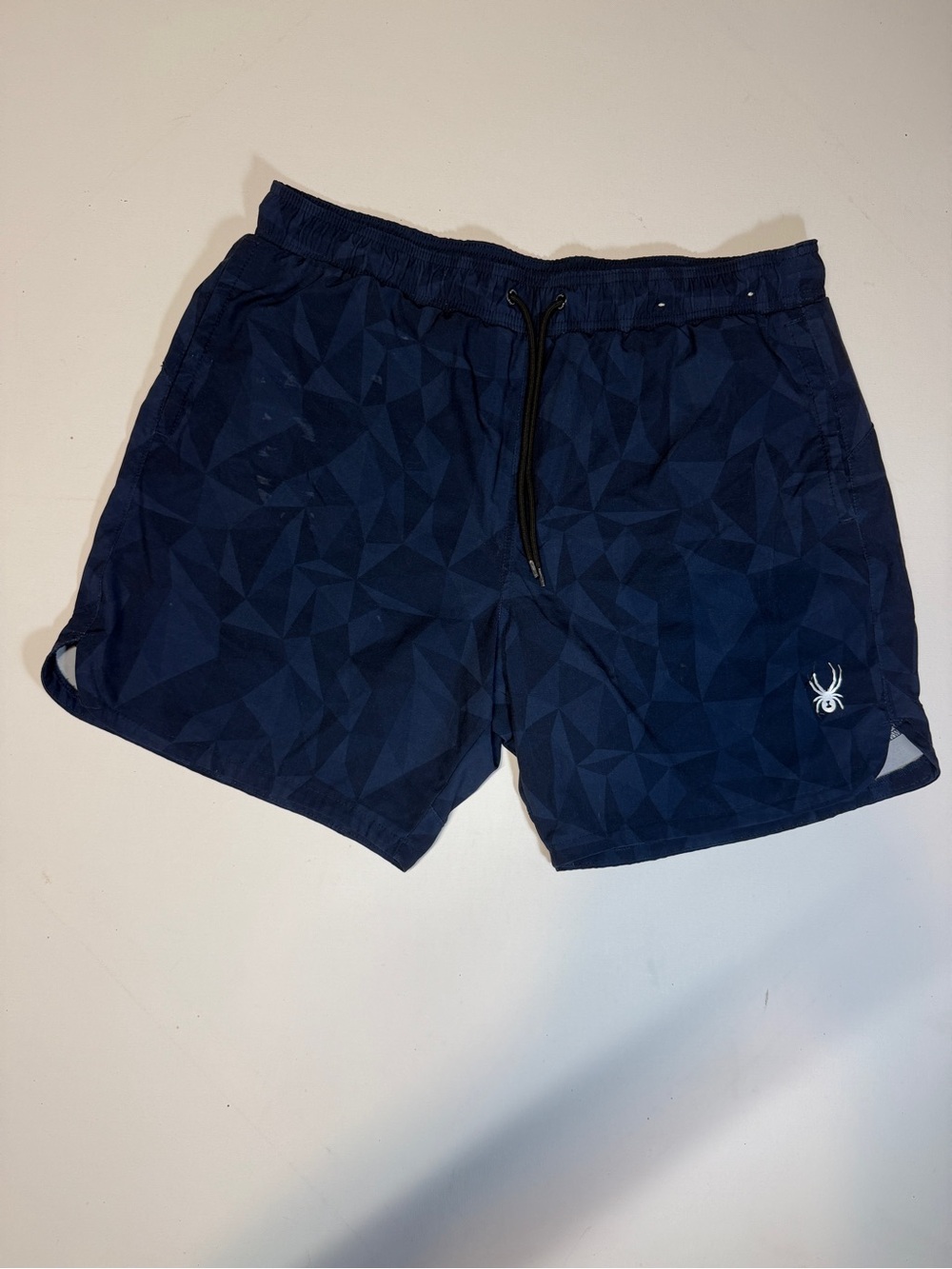 Spyder Navy Geometric Swim Shorts with White Logo